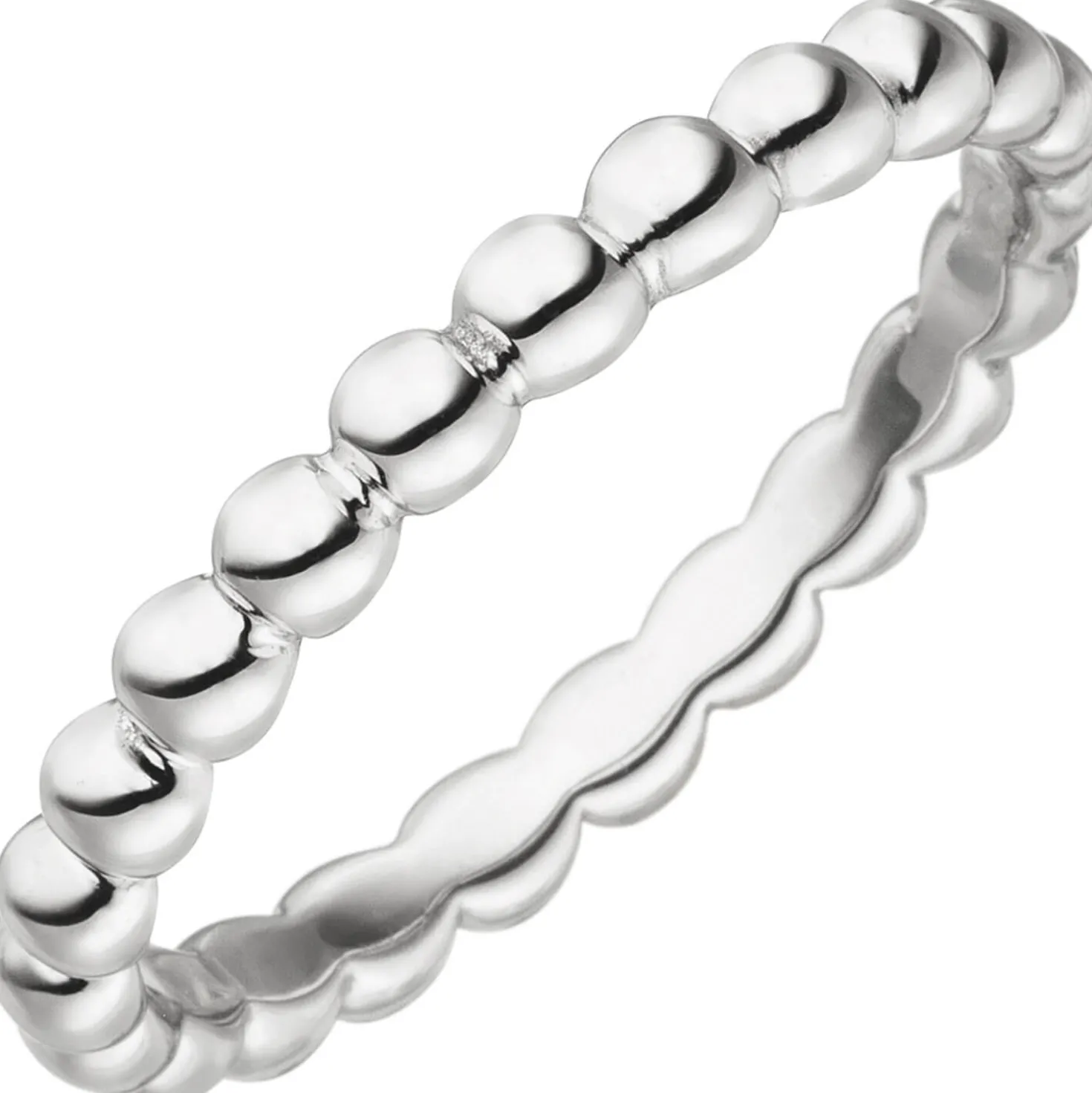 Ring Kugel Kügelchen aus 925 Silber rhodiniert Kugelring Fingerring für Damen