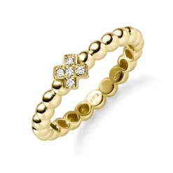 Ring Kugelring aus 585 Gold Gelbgold mit 5 Diamant-Brillanten 0,03ct. TW-SI
