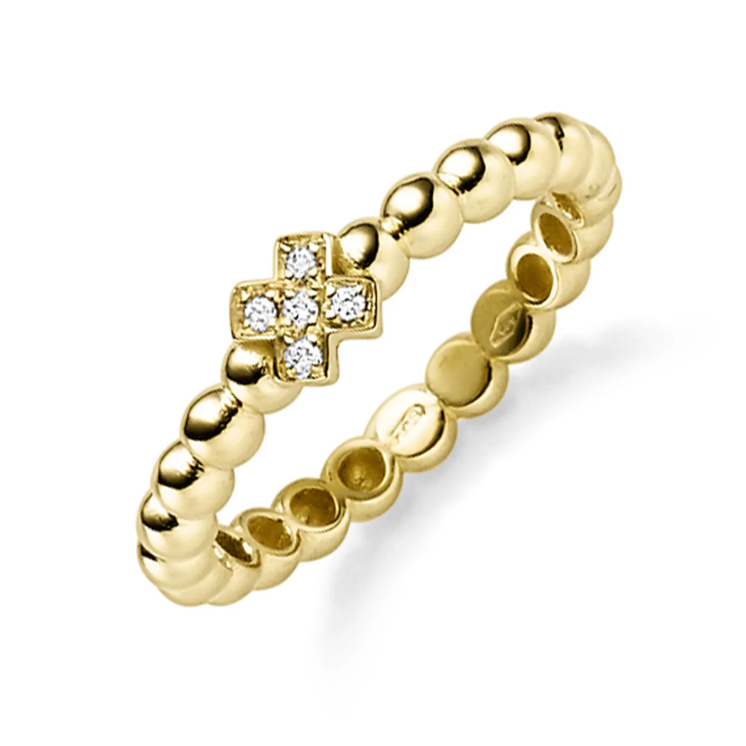 Ring Kugelring aus 585 Gold Gelbgold mit 5 Diamant-Brillanten 0,03ct. TW-SI
