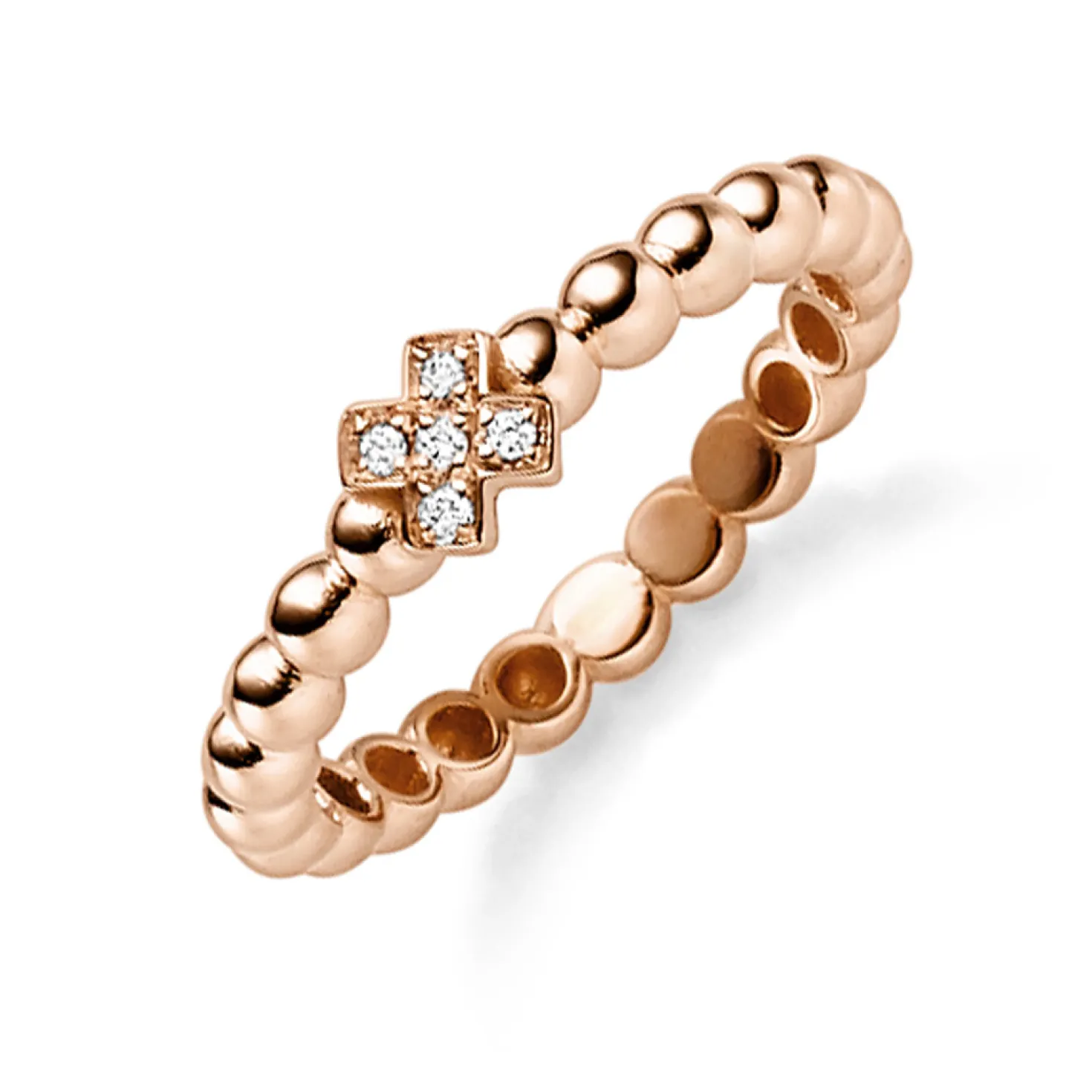 Ring Kugelring aus 585 Gold Rotgold mit 5 Diamant-Brillanten 0,03ct. TW-SI