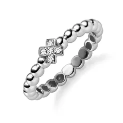 Ring Kugelring aus 585 Gold Weißgold mit 5 Diamant-Brillanten 0,03ct. TW-SI