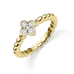 Ring Kugelring Blume 585 Gold Gelbgold mit 5 Diamant-Brillanten 0,24ct. TW-SI