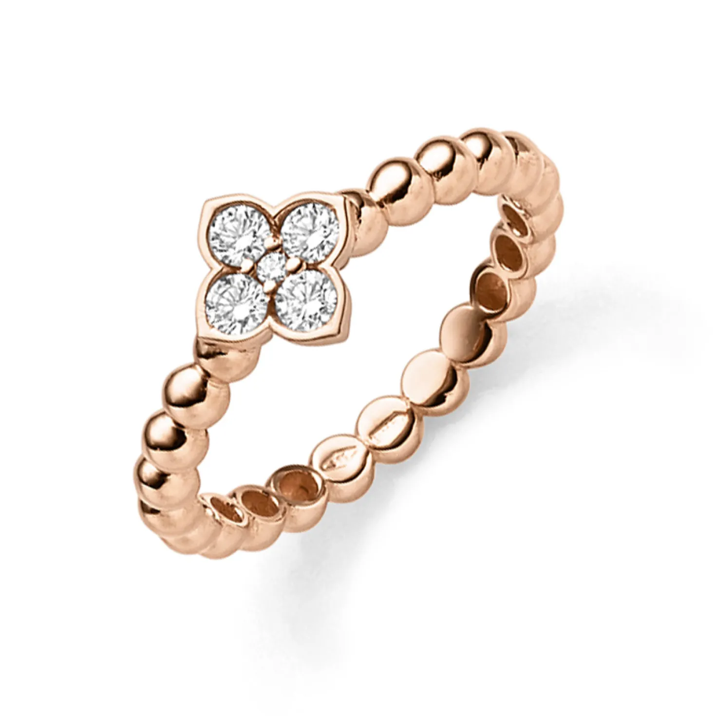 Ring Kugelring Blume 585 Gold Rotgold mit 5 Diamant-Brillanten 0,24ct. TW-SI
