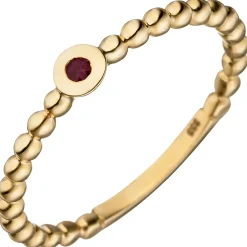 Ring Kugelring Damenring mit Rubin rot 333 Gold Gelbgold Goldring Rubinring