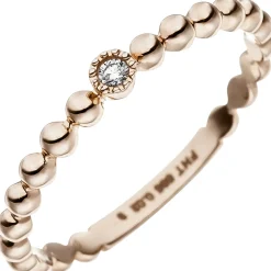 Ring Kugelring mit Diamant Brillant 0,02 Ct Solitär 585 Gold Rotgold