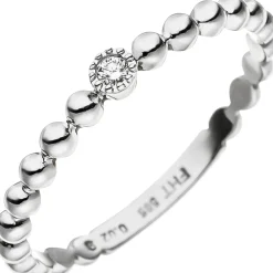 Ring Kugelring mit Diamant Brillant 0,02 Ct Solitär 585 Gold Weißgold