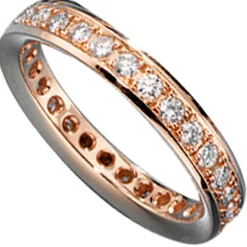 Ring Memoryring mit Diamanten 0.75Ct W/SI Brillanten 585 Gold Rotgold Damen