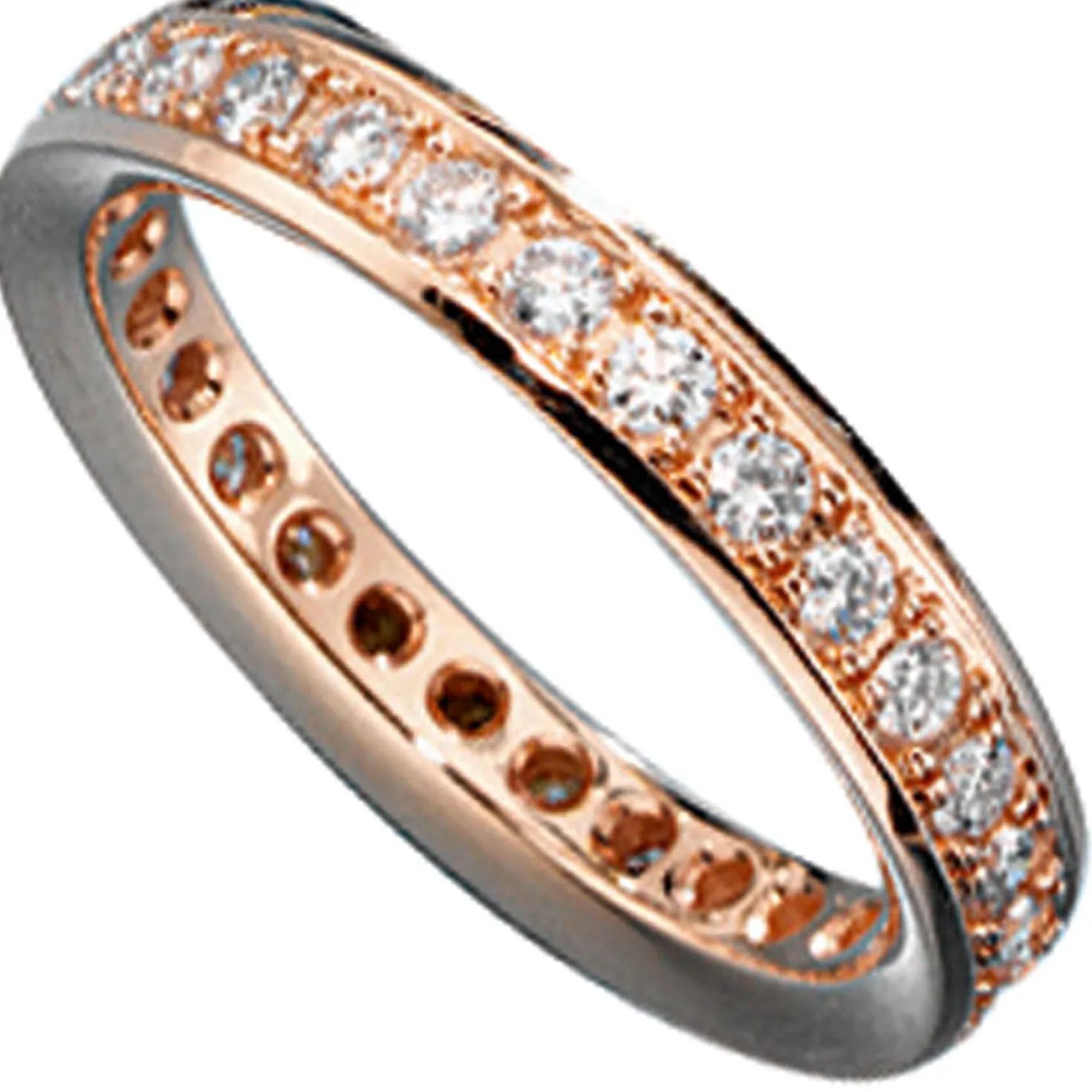 Ring Memoryring mit Diamanten 0.75Ct W/SI Brillanten 585 Gold Rotgold Damen