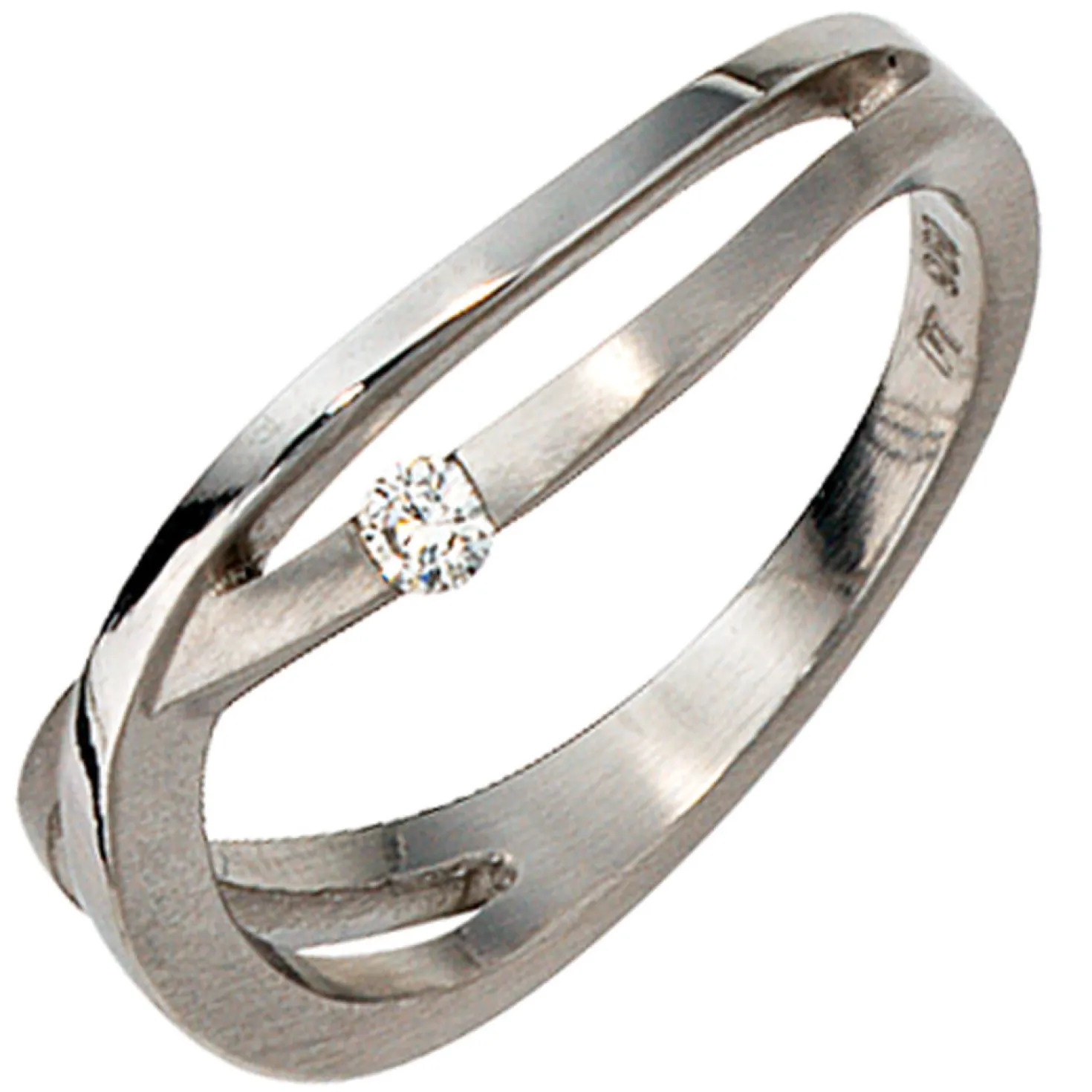 Ring mit Diamant Brillant 0,05ct 950 Platin Fingerring teilmattiert