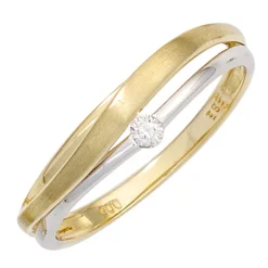 Ring mit Diamant 0.05Ct Brillant 585 Gold Gelbgold Weißgold bicolor