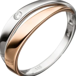 Ring mit Diamant 0.05Ct Brillant 585 Gold Weißgold Rotgold bicolor