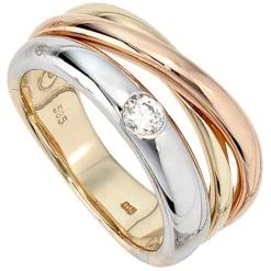 Ring mit Diamant 0.15Ct W/SI Brillant 585 Gelbgold Weißgold Rotgold Damenring