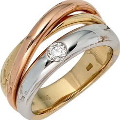 Ring mit Diamant 0.15Ct W/SI Brillant 585 Gelbgold Weißgold Rotgold Damenring