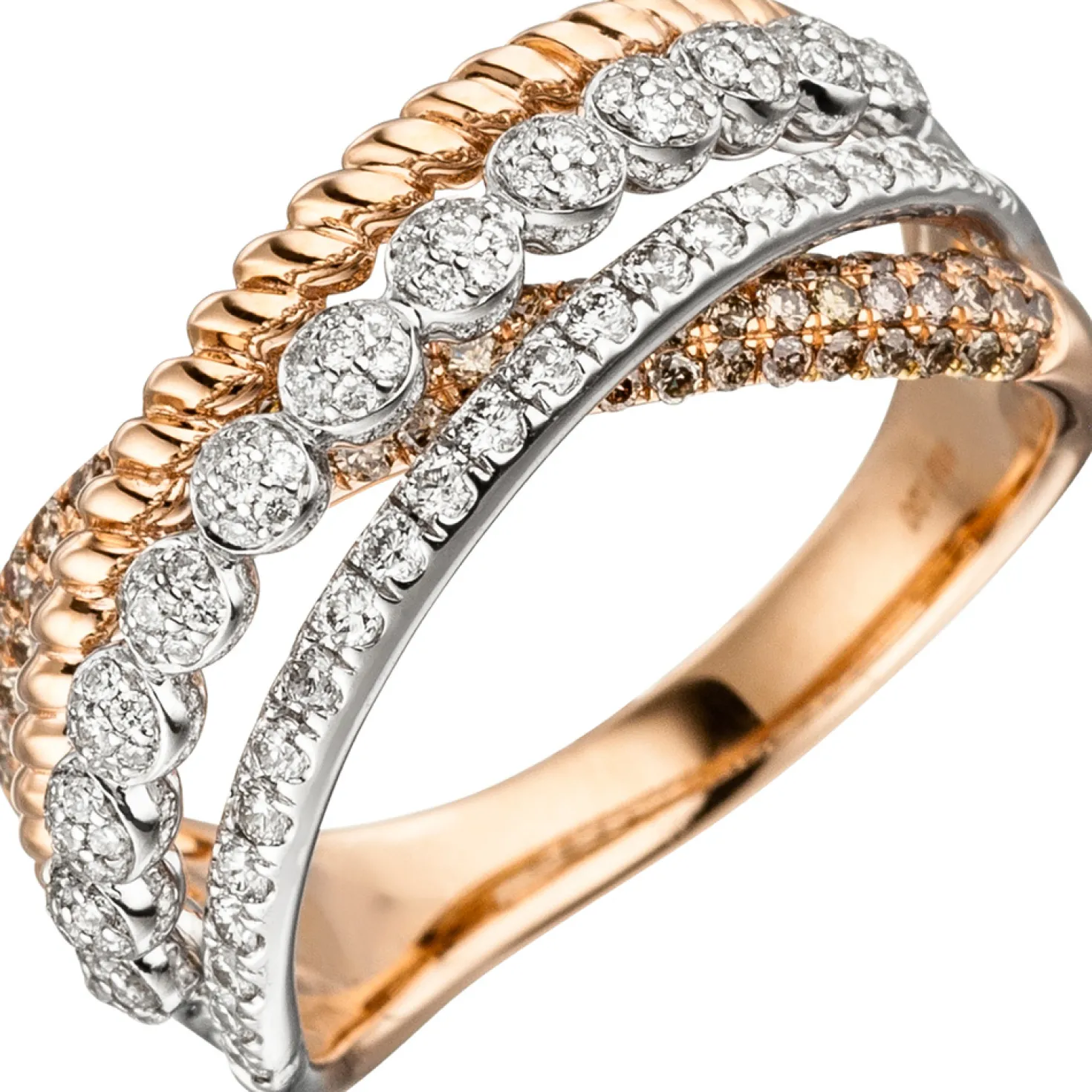 Ring mit 181 Diamanten Brillanten 1,00 Ct 585 Gold Rotgold Fingerring