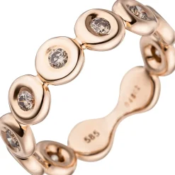 -Ring mit 9 Diamanten Brillanten 0,46 Ct 585 Gold Rotgold Rotgoldring