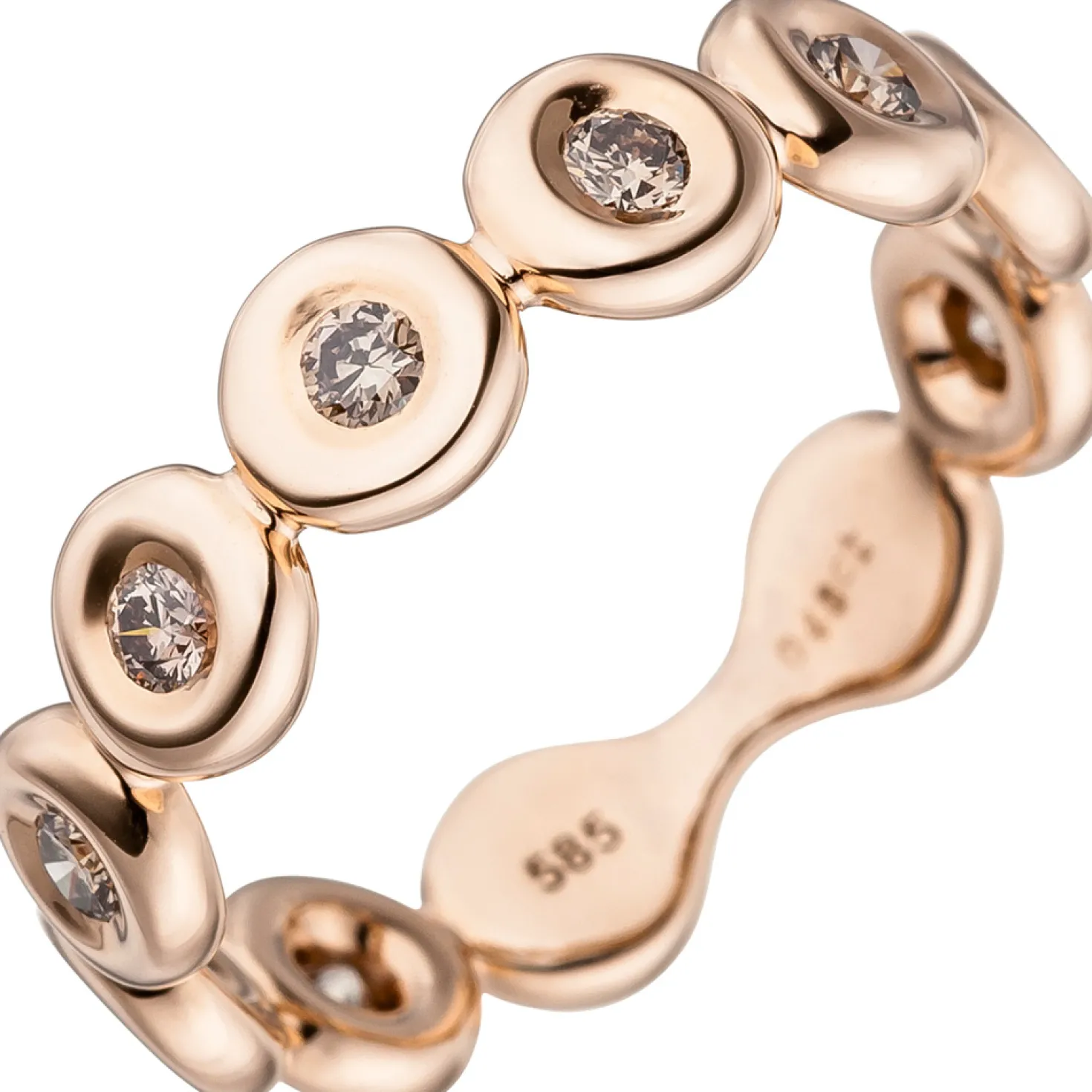 -Ring mit 9 Diamanten Brillanten 0,46 Ct 585 Gold Rotgold Rotgoldring