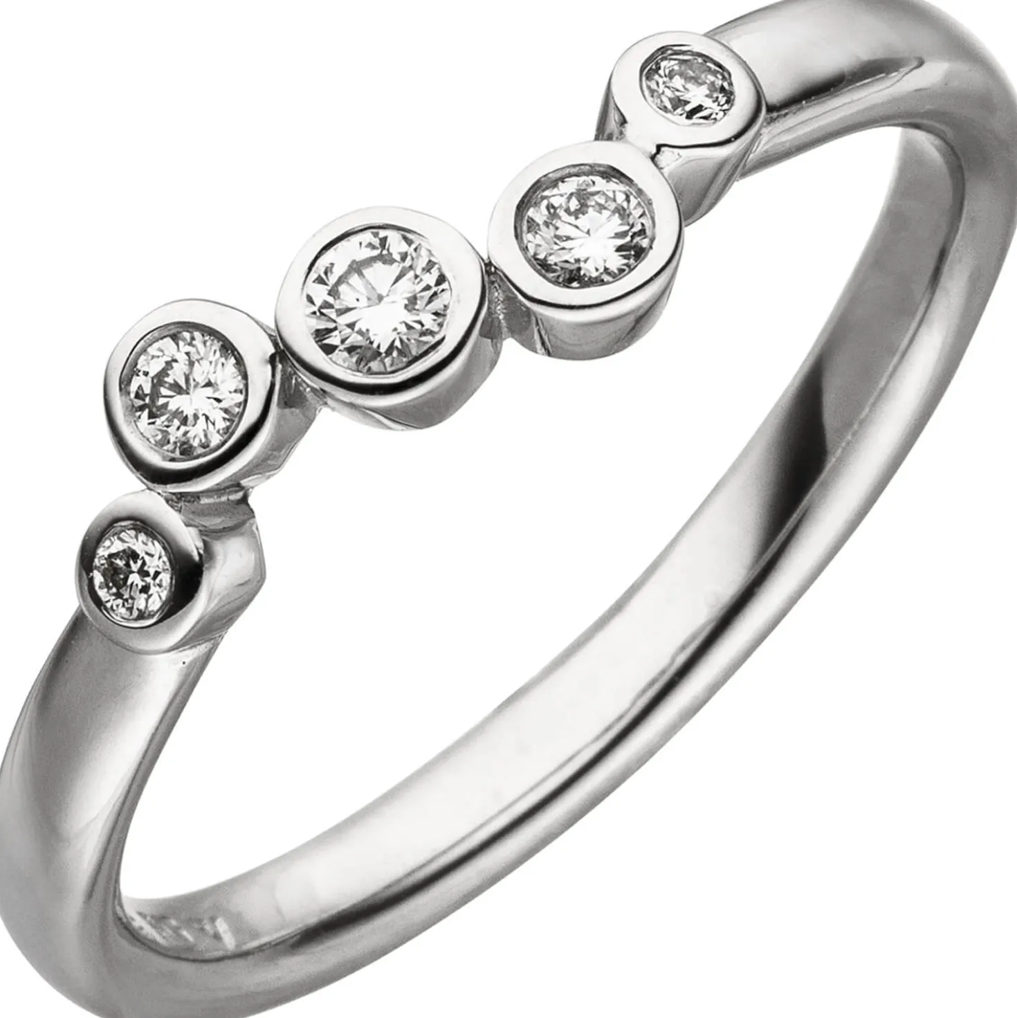 Ring mit 5 Diamanten Brillanten 0,14 Ct W/SI 585 Gold Weißgold Fingerring Damen