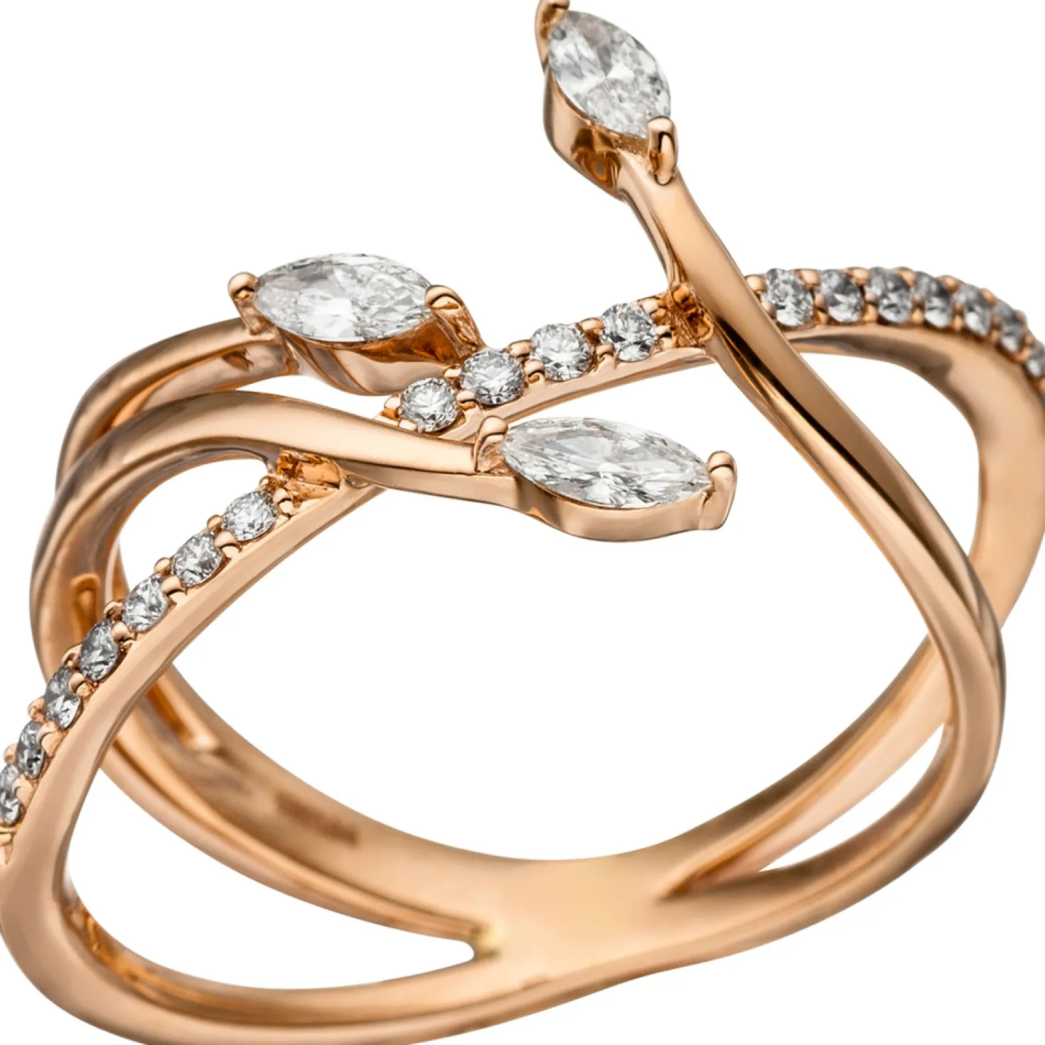 Ring mit 22 Diamanten 0.84Ct Brillanten 585 Gold Rotgold Brillantring