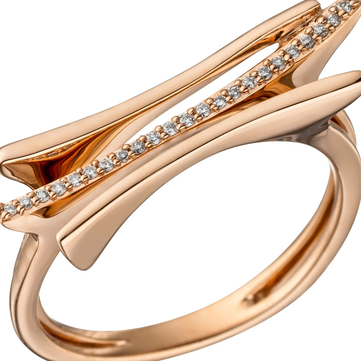 Ring mit 23 Diamanten 0.07Ct Brillanten 585 Gold Rotgold Diamantring