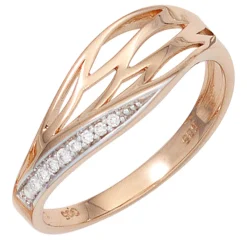 Ring mit 8 Diamanten 0.05Ct Brillanten 585 Gold Rotgold Rotgoldring