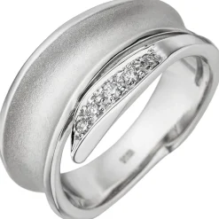 Ring mit 5 Diamanten 0.07Ct Brillanten 585 Gold Weißgold teilmattiert