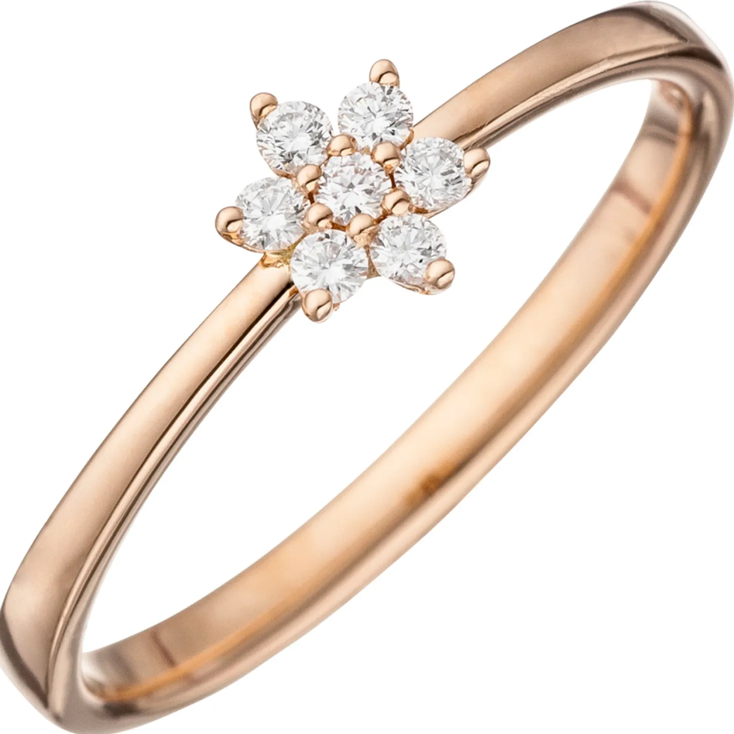 Ring mit 7 Diamanten 0.14Ct Brillanten in Sternform 585 Gold Rotgold