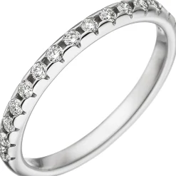 -Ring mit 15 Diamanten 0.29Ct Brillanten 2,4mm schmal 585 Gold Weißgold