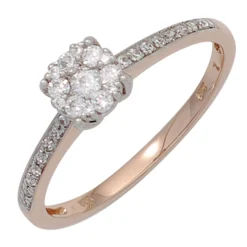 Ring mit 29 Diamanten 0.32Ct 585 Gold Rotgold Weißgold Diamantring