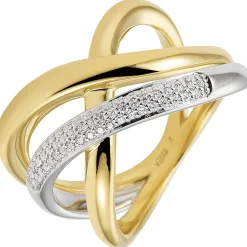 Ring mit 61 Diamanten 0.305Ct 3-reihig 585 Gold Gelbgold Weißgold