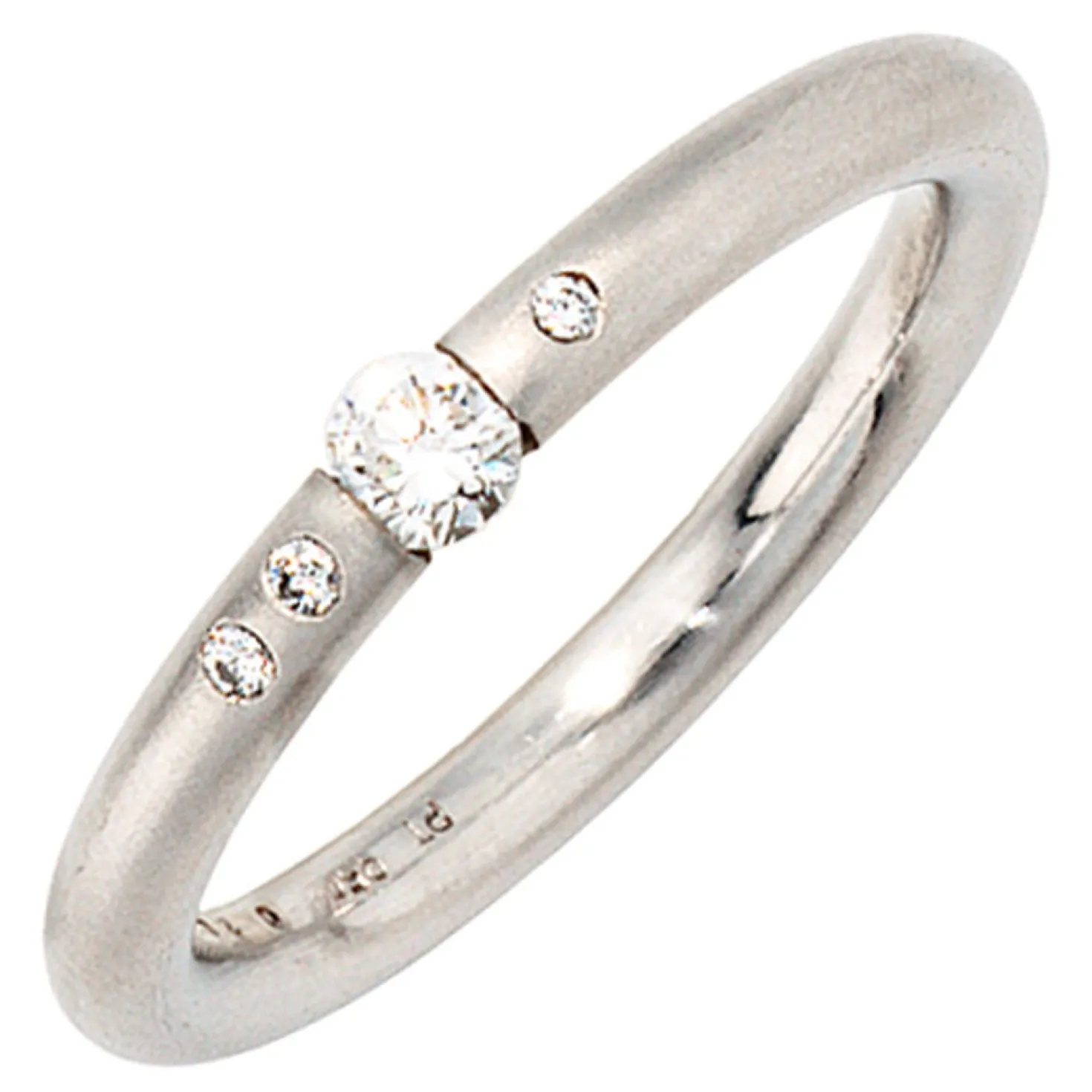 Ring mit 4 Diamanten 0.2Ct schlicht elegant 950 Platin Platinring