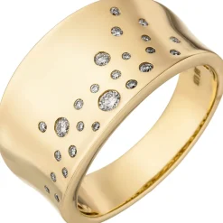 Ring mit 25 Diamanten 0.23Ct W/SI Brillanten breit gewölbt 585 Gold Gelbgold
