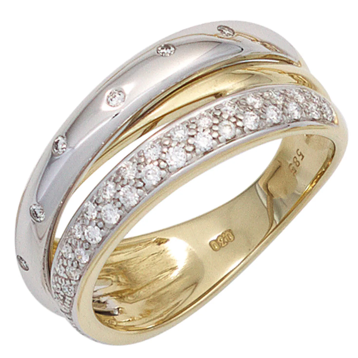 Ring mit 41 Diamanten 0.3Ct W/SI Brillanten 585 Gold Gelbgold & Weißgold bicolor