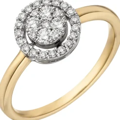 Ring mit 28 Diamanten 0.32Ct W/SI Brillanten 585 Gold Gelbgold Weißgold bicolor