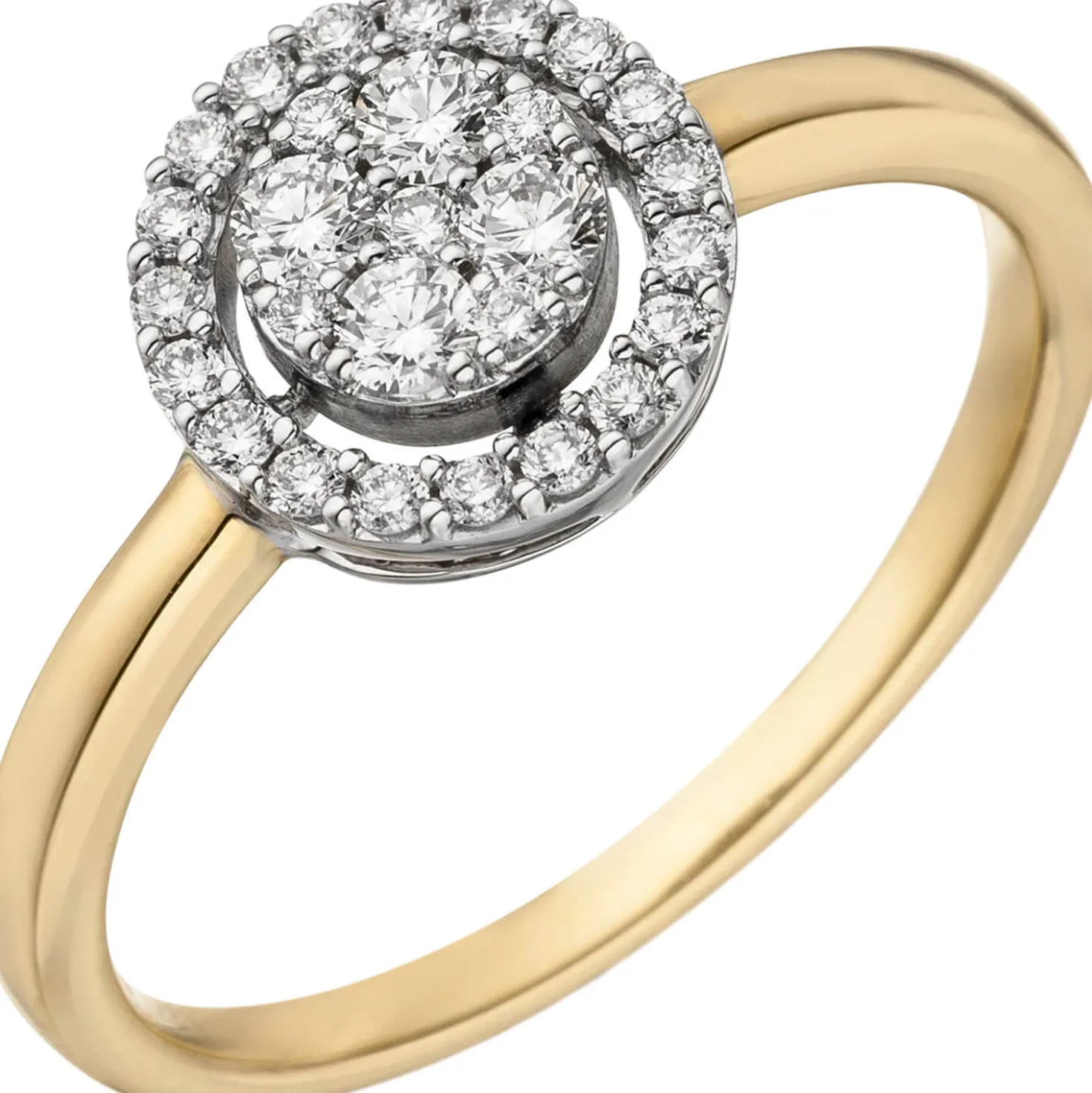 Ring mit 28 Diamanten 0.32Ct W/SI Brillanten 585 Gold Gelbgold Weißgold bicolor