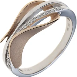 Ring mit 9 Diamanten 0.05Ct W/SI Brillanten 585 Gold Weißgold Rotgold mattiert