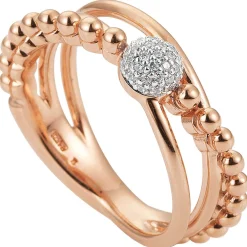 Ring mit 31 Diamanten 0.155Ct W/SI Brillanten 3-reihig 585 Gold Rotgold Rosegold