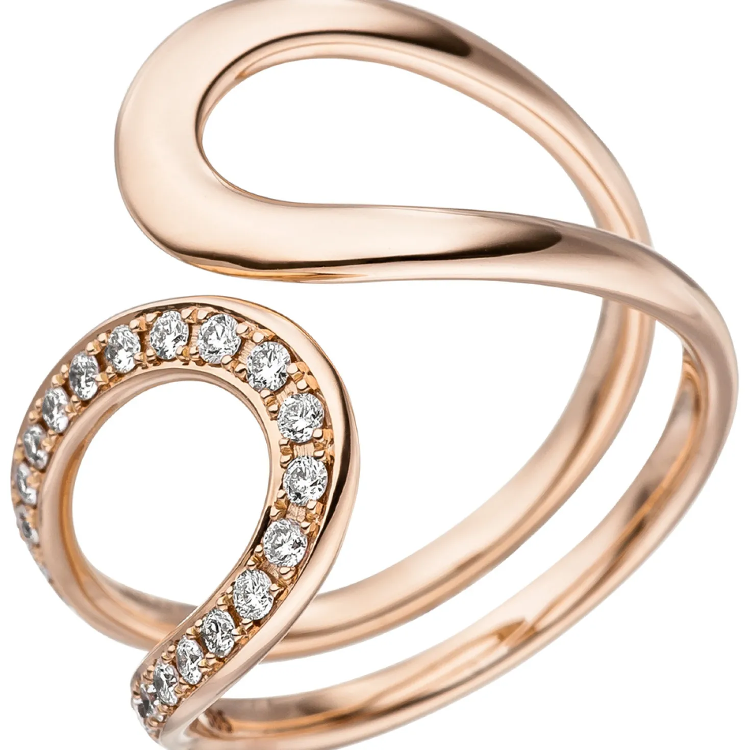 Ring mit 21 Diamanten 0.31Ct W/SI 2-reihig versetzt 585 Gold Rotgold Rotgoldring