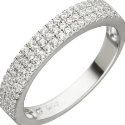 Ring mit 69 weißen Zirkonia in 3 Reihen, 925 Silber Fingerschmuck für Damen