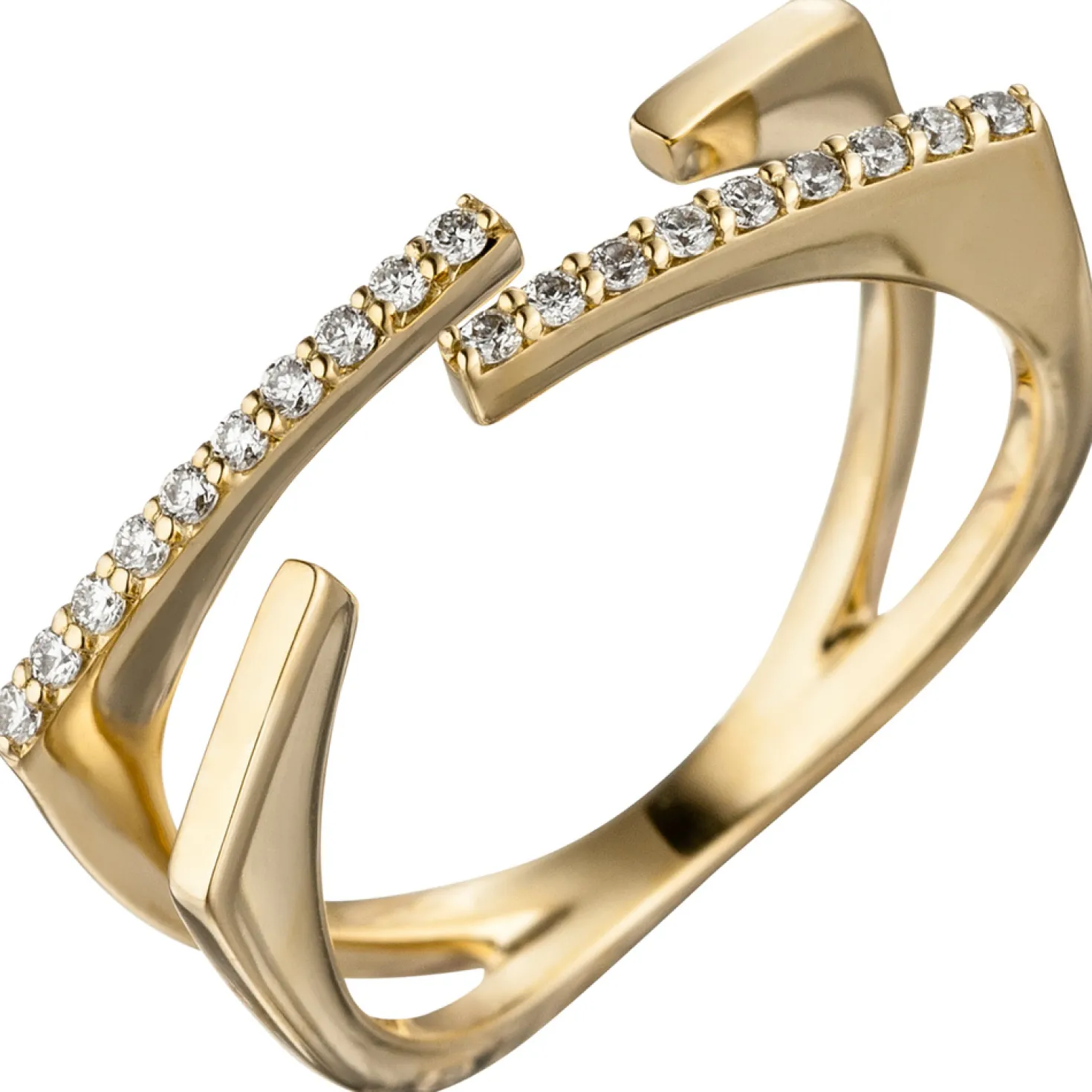 Ring offen mit 19 Diamanten 0.15Ct W/SI Brillanten 585 Gold Gelbgold Diamantring