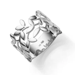 Ring Olivenzweig aus 585 Gold Weißgold Breite 12mm glänzend Fingerring Damen