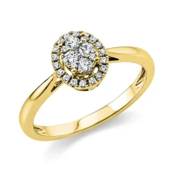 Ring Oval aus 585 Gold Gelbgold 28 Diamanten 0,23ct TW-SI B:8,5mm
