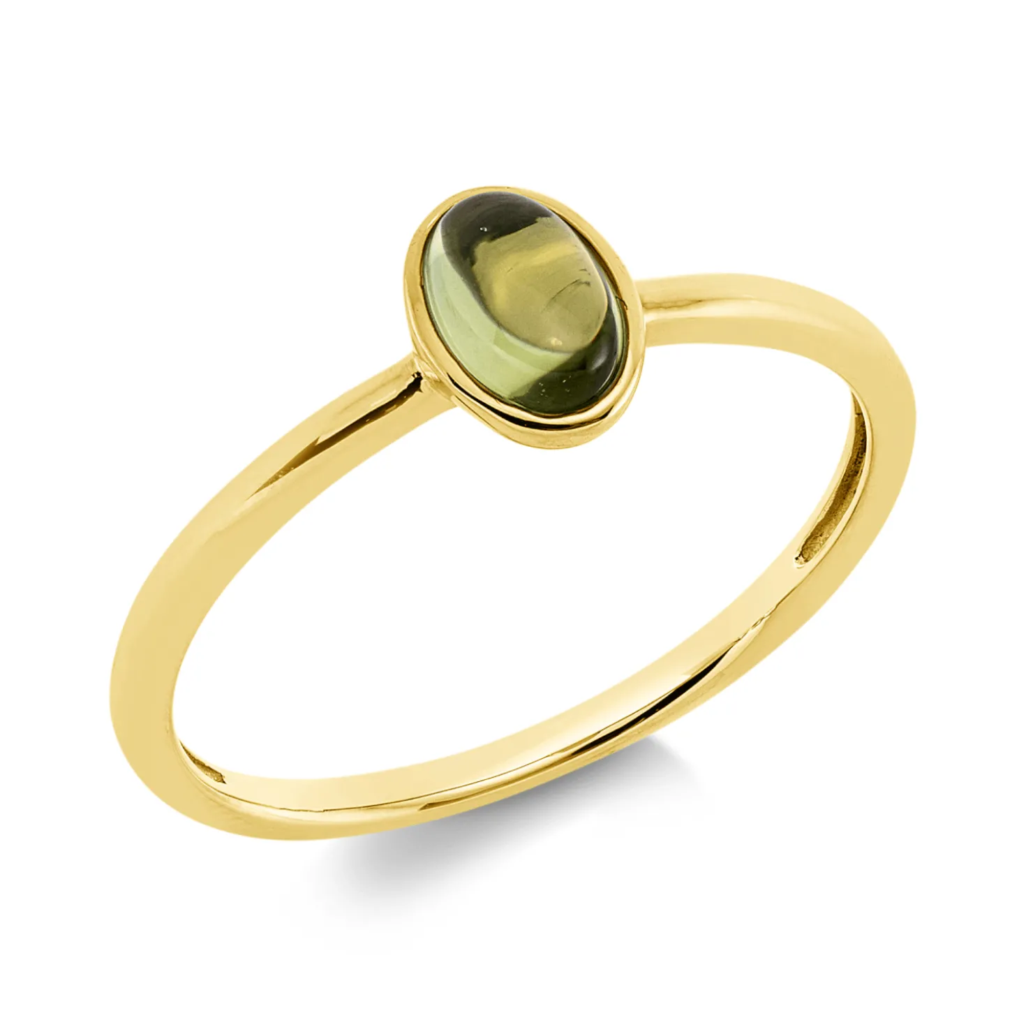 Ring Oval aus 750 Gold Gelbgold Peridot 0,51ct B:6,8mm Zarge