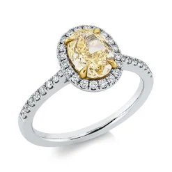Ring Oval aus 750 Gold gelb/weiß 37 Diamanten 1,58ct B:10,3mm 4er-Krappe