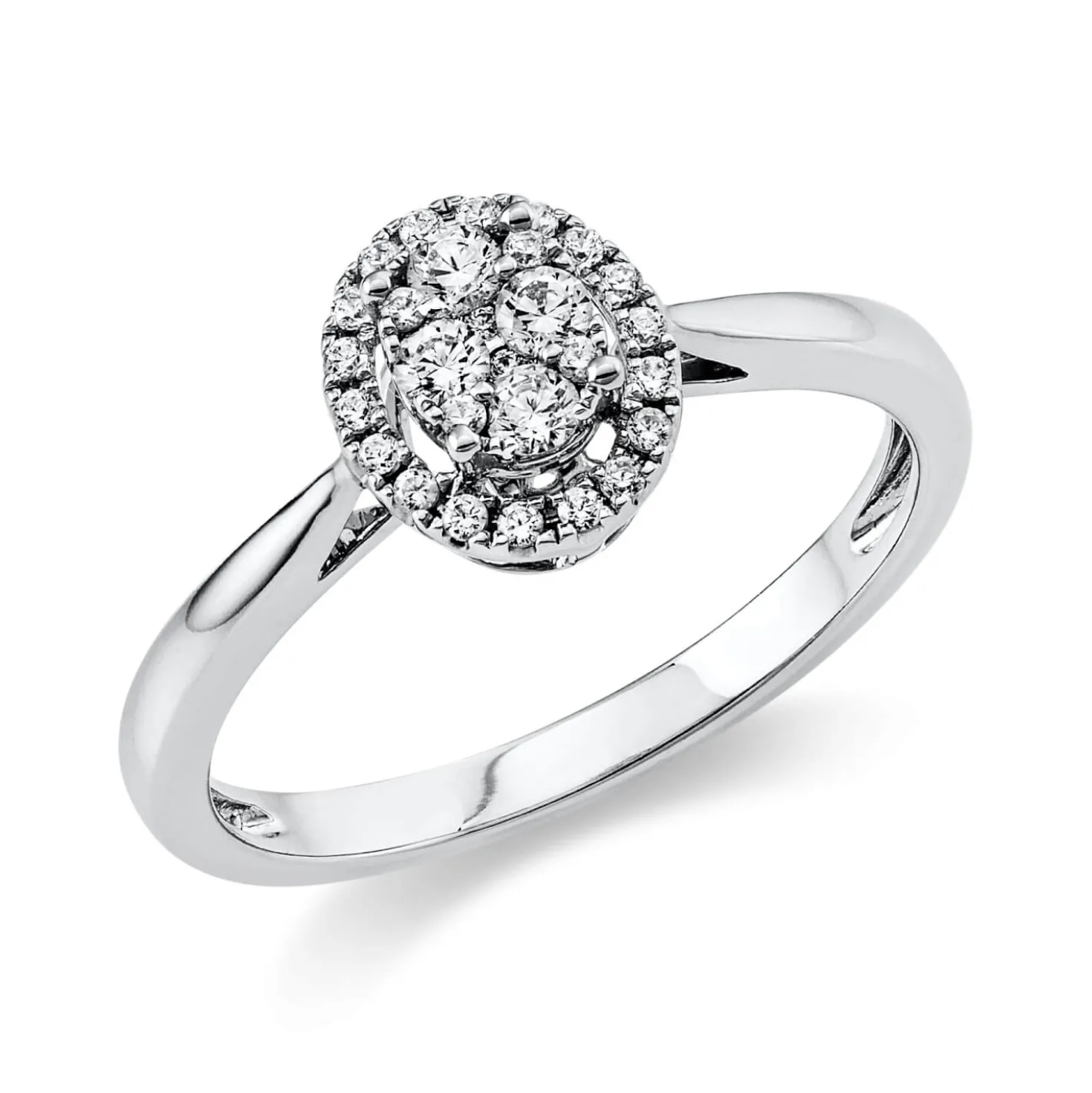 Ring Oval aus 585 Gold Weißgold 28 Diamanten 0,25ct TW-SI B:8,5mm