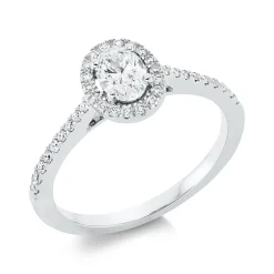 Ring Oval aus 750 Gold Weißgold 37 Diamanten 0,64ct TW-SI B:8,7mm