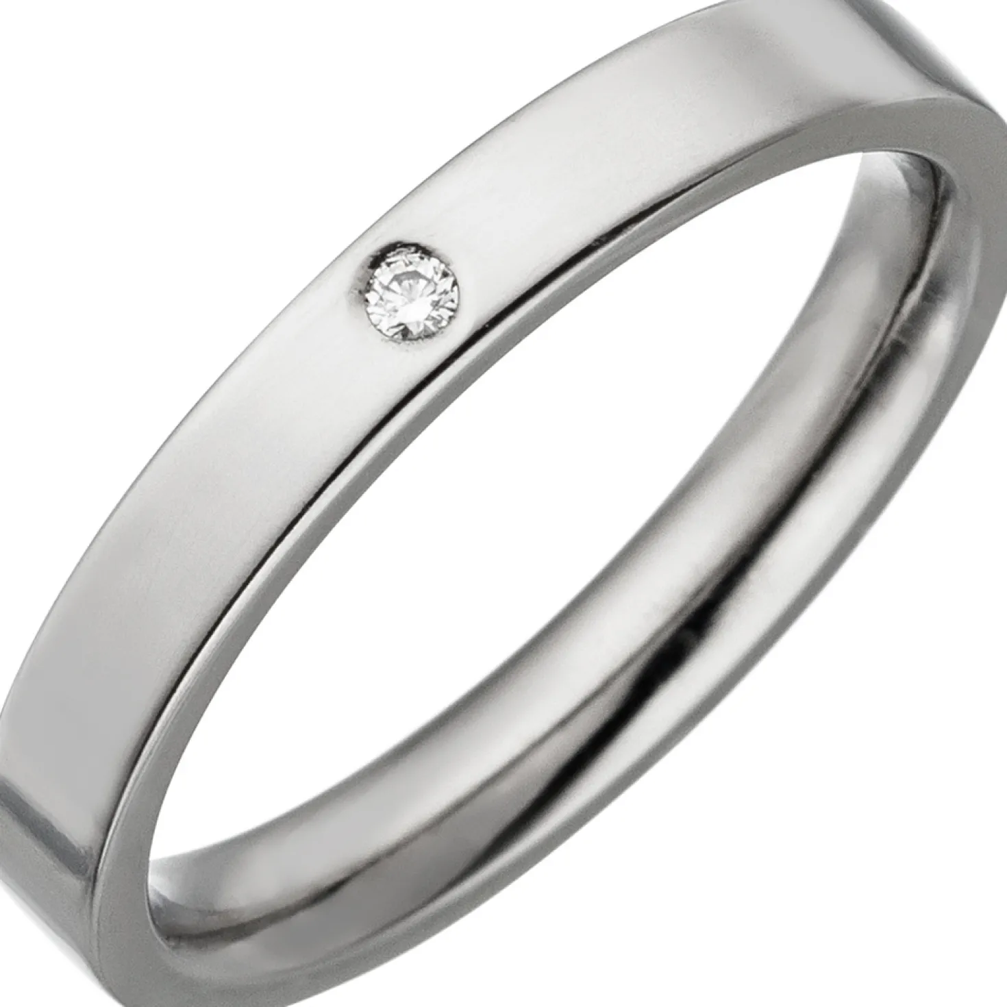 Ring schmaler Partnerring aus Titan mit Diamant 0.02Ct flach schlicht
