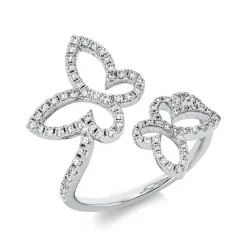 Ring Schmetterling aus 750 Weißgold 87 Brillanten 0,36ct TW-SI B:21,1mm
