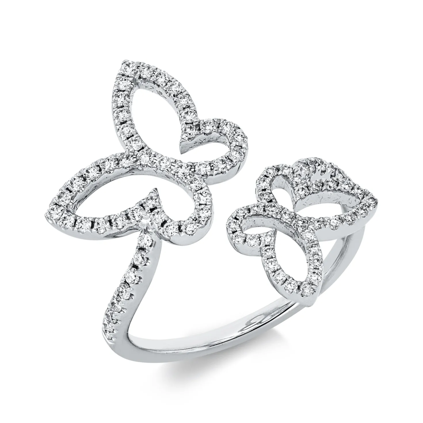 Ring Schmetterling aus 750 Weißgold 87 Brillanten 0,36ct TW-SI B:21,1mm