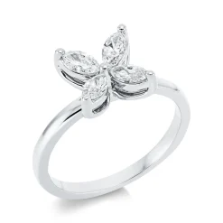 Ring Schmetterling 750 Weißgold 4 Diamanten Navette-Schliff 0,58ct TW-SI B:9,1mm