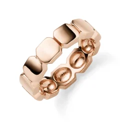 Ring Sechseck Finggerring aus 585 Golg Rotgold Breite 5mm glänzend